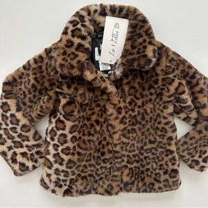 Leopard Print Faux Fur Kids Jacket Size 5